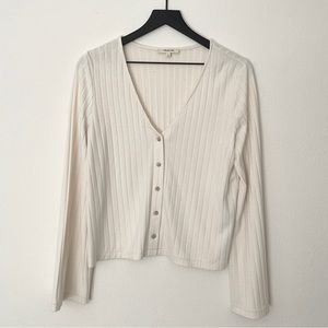 Madewell Wide Rib Knit Soft Lightweight Cardigan Sweater Top in Cream